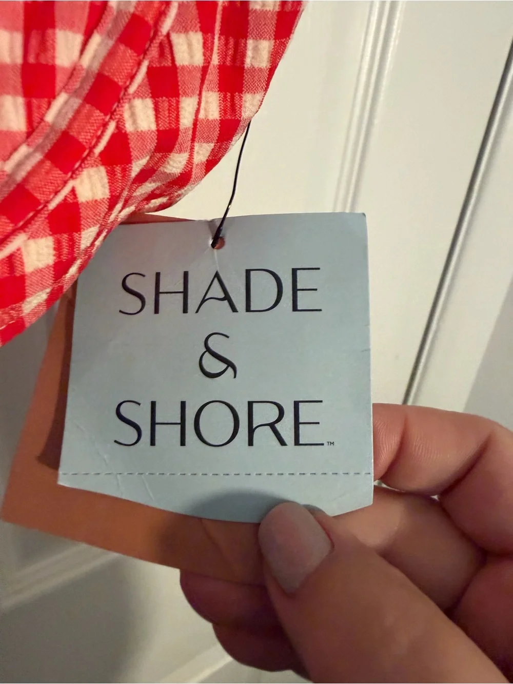 Shade & Shore Red and White Gingham Bikini Top